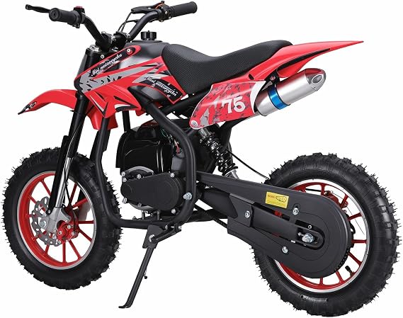 Kids Dirt Bike,Gas Dirt Bike Mini Motorcycle for Kids 8-14 49cc 4-Stroke Motorbike Beach Off Road Vehicles Children Pocket Bikes with Dual Exhaust Pipes Best Birthday Gift for Boys Girls Red