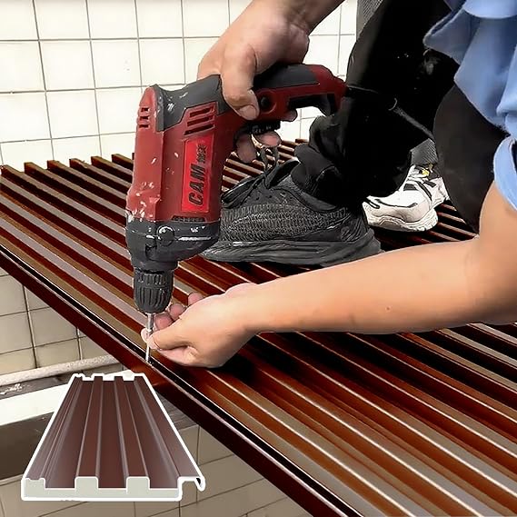 All Weather Brown Roofing Panels Corrugated, Insulated Roof Tiles for Patio Gazebo Garages, Rainproof Ceiling Panel/Wall Siding Panels(1 pc,L 1.8m/70.8in/5.9ft)(1 Pc,L 2.1m/82.6in/6.9ft)
