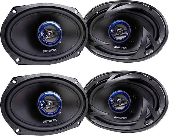 Autotek 2 Pack Street Machine 6 x 9 Inch 3-Way Car Audio Coaxial Speakers with Neo Mylar Soft Dome Tweeters for Crystal Clear Sound and Poly Cones