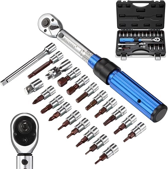 BULLTOOLS 14-inch Drive Click Torque Wrench Set Dual-Direction Adjustable 90-tooth Torque Wrench with Buckle 20-200in.lb  2.26-22.6Nm