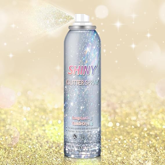 Body Glitter Spray Gold Shiny Glitter Spray for Hair-150 ml, Gold | Glitter Spray for Hair Body Clothes, Long Lasting Shiny for Christmas Music Festival Party Rave Accessories,Quick-Drying