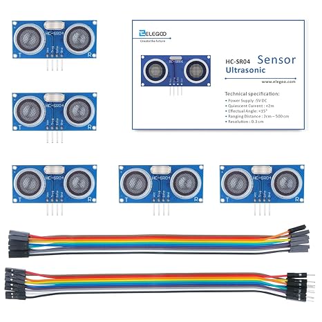 ELEGOO 5PCS HC-SR04 Ultrasonic Module Distance Sensor Compatible with Arduino UNO MEGA Nano Robot XBee ZigBee | Compatible with Arduino UNO, Compatible with MEGA R3, Compatible with Nano Robot, Compatible with XBee ZigBee