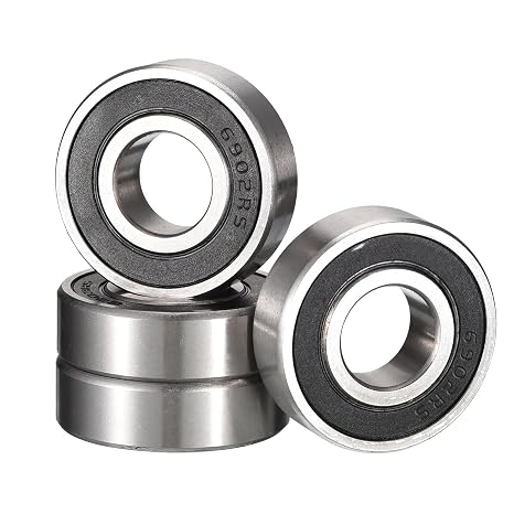 6902-2RS Deep Groove Bearings, ID 15mm x OD 28mm x Width 7mm Double Rubber Sealed Ball Bearings, Pre-Lubricated (GCr15) Chrome Steel 4pcs