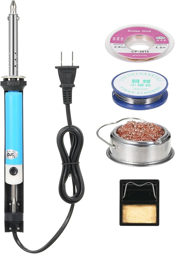 Electric Desoldering Iron Desoldering Tool,110v Desoldering Pumps with Desoldering Nozzles 1.0mm 1.2mm ,Desoldering Gun with Desoldering StationSolder Remover,Solder Sucker Desoldering Pump