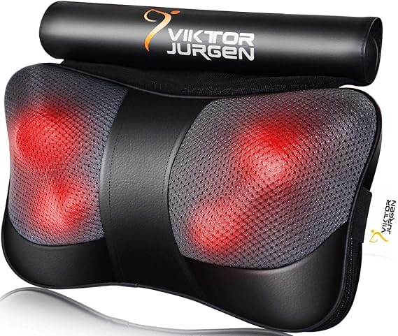 VIKTOR JURGEN Shiatsu Back Massager Heat for Pain Relief, Leather Black
