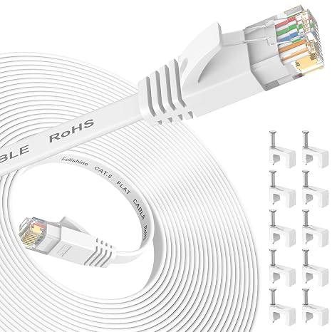Ethernet Cable 25 ft, Cat 6e/Cat6 High Speed Flat Internet Network Cable