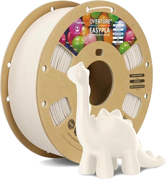 OVERTURE Easy PLA 1.75mm, Easy to Print Filament, 1kg Beige