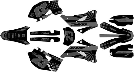 Graphics Kit for Yamaha WR450F 2007-11 and WR250F 07-13 FH Series Smoke 16 Mil - Dirt pit bike motorcycle sticker, dirtbike racing decal motocross accessories no-plastics