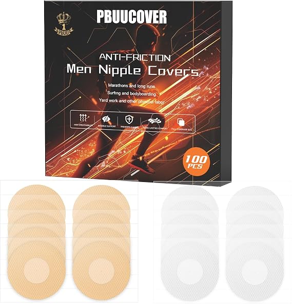 Running Nipple Covers for Men No Show Protection Men, Nipple Tape Guards for Runners Beige/White