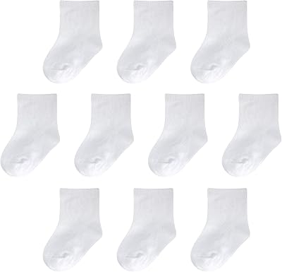 Baby Socks Infant White Crew Socks Baby Girls Soft Newborn Dress Sock Boys Baptism 0-12 Months 10 Pack
