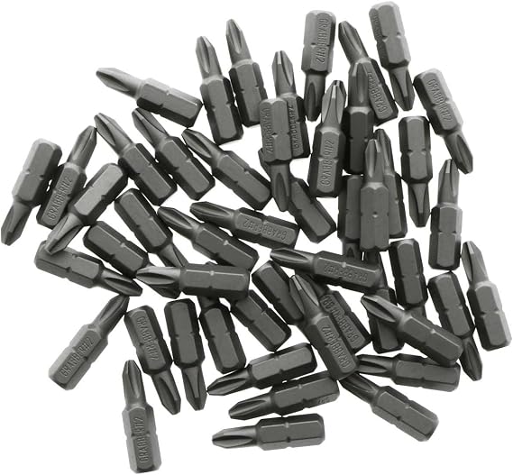 Grabber #2 Reduced Phillips Drywall Screw Driver Bit Tips (50-Pack) | Replacement Screw Gun Driver Bits | Reduced Cam-Out | Professional Drywall Installation