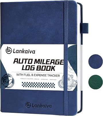 Mileage Log Book for Car - Vehicle Maintenance Log Book, 1768 Rides: Track Mileage, Expenses, Gas Consumption, Lubrication, Repairs and Accessories, Car Mileage Log Book for Taxes, Navy Blue
