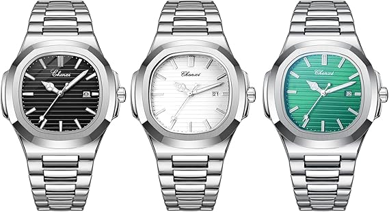 JewelryWe Watches Men Women Analogue Quartz Watch 30 m Waterproof Stainless Steel Bracelet Business Casual Watch with Luminous Hands and Watch Tool Various Models