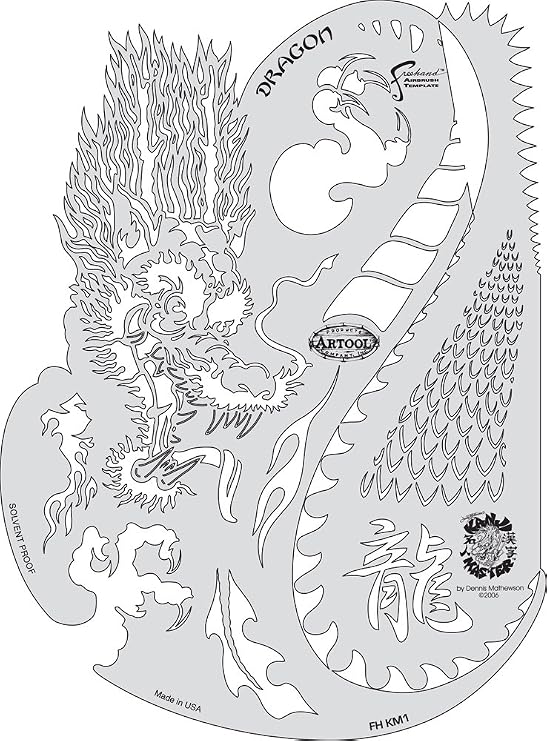 Artool Freehand Airbrush Templates, Kanji Master Dragon
