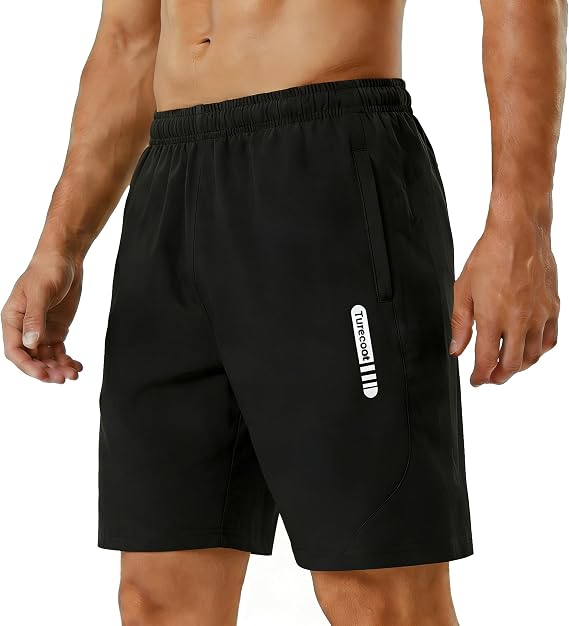 Men's Athletic Shorts with Zipper Pockets 7" Quick Dry Stretch Lightweight Gym Workout Shorts for Running