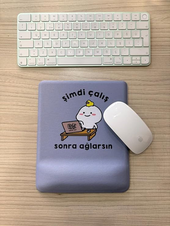 Şimdi Çalış Sonra Ağlarsın Baskılı Bilek Destekli KARE Mouse Pad (mavi)