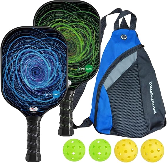 Pickleball Paddles Set of 2 or 4, USAPA Approved Fiberglass Pickleball Racket Set with 4 Outdoor Pickleballs and 1 Carrying Case