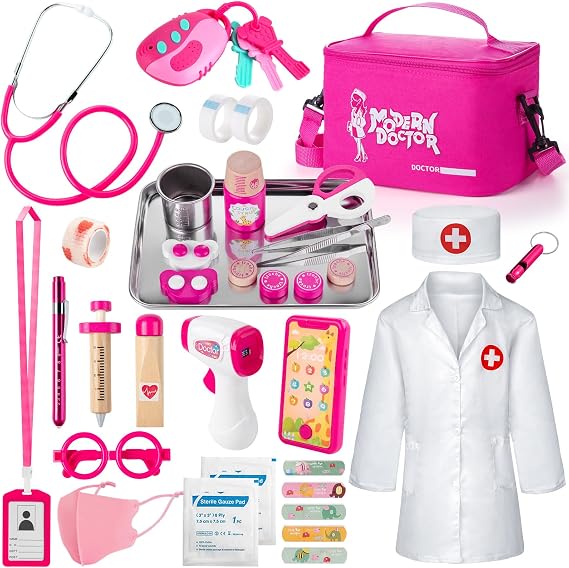 Sundaymot Doctor Kit for Girls, 34 Pcs Pretend Play Doctor Set