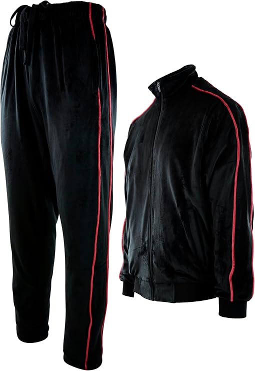 Mens Velour Set with Zippered Pockets and Velour Lining