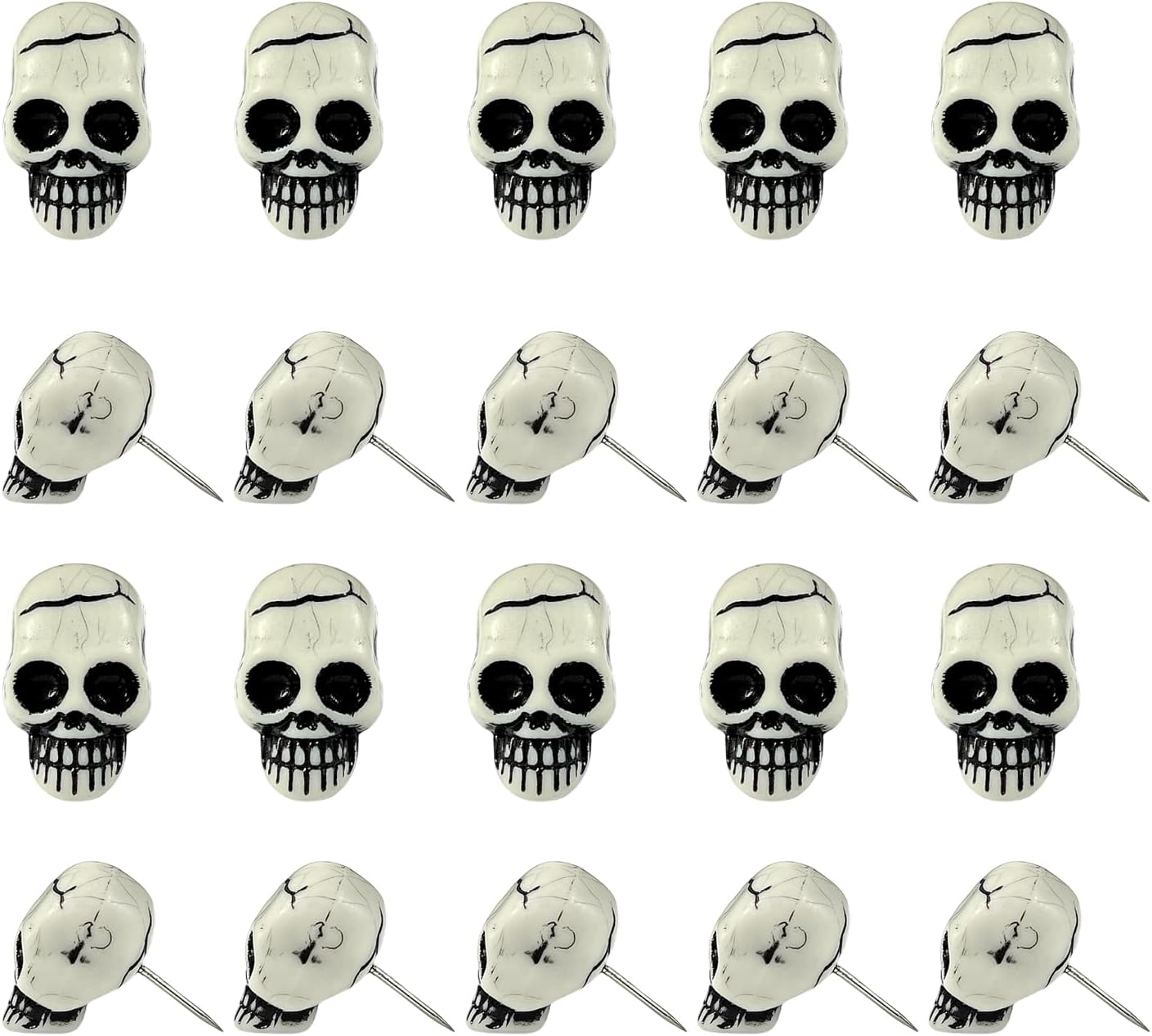 20 Pcs Skull Push Pins — Halloween Thumb Tacks for Cork, Unique Cool Funny Push Pins, Skull Office Supplies, Gothic Desk Accessories, Ykendz Spooky Office Supplies