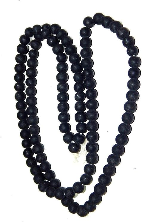 Shaligram Stone Mala | Gandaki River Jaap Mala for Pooja | Sacred Black Shaligram Mal| 8MM Round Beads | Yoga Mala | Earthy Beads