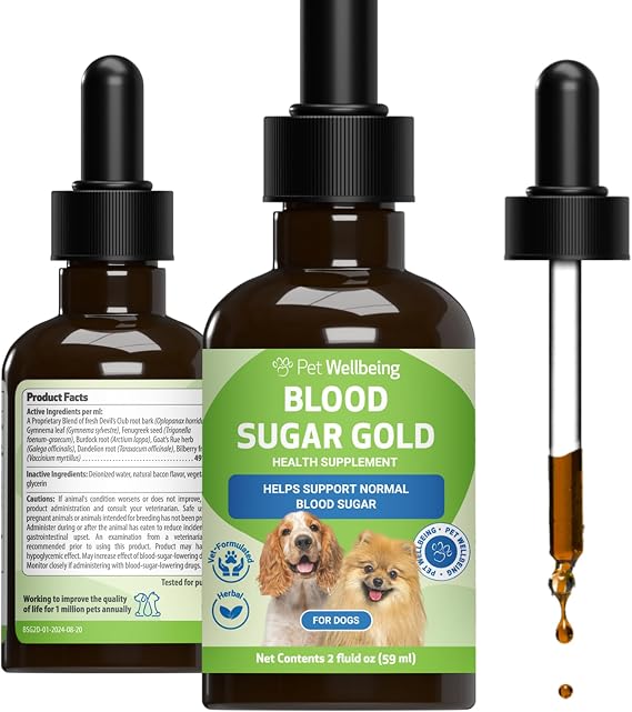 Pet Wellbeing Blood Sugar Gold for Dogs - Blood Sugar Support, 2 oz