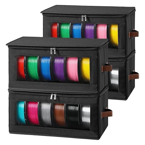4 Pack 3D Printer Filament Storage Box - Holds Up to 24 Rolls 1kg Spools