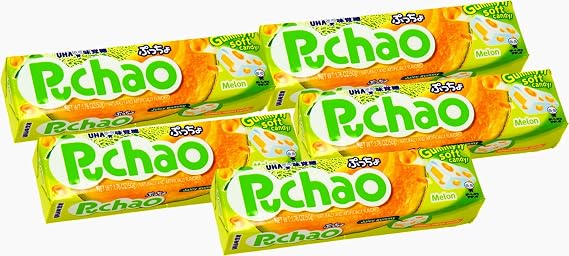 Uha Puchao, Japanese Gummy and Soft Candy, Melon, 1.76 oz (Pack of 5)