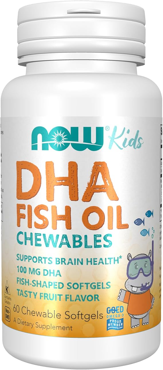 NOW Supplements, DHA Kids 100 mg, Fruit Flavor, 60 Chewable Softgels