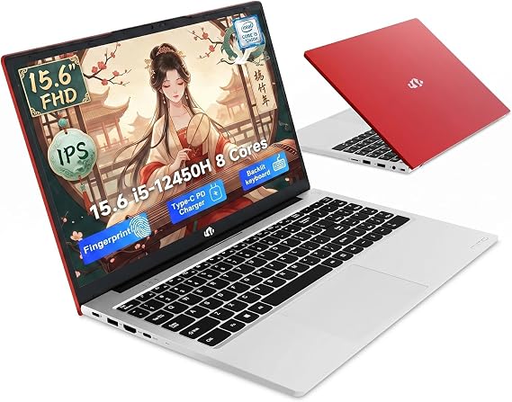 NIMO 15.6 Inch Laptop, i5-12450H 8-Core H-Series Processor (Beats i7-11800H), 16GB RAM 512GB SSD, Backlit Keyboard, Fingerprint Reader, 100W USB-C Fast Charging, WiFi 6, FHD IPS Display
