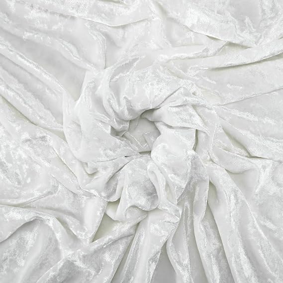Velvet Fabric by The Yard 63" Wide Soft Stretch Velvet Velour Fabric for Sewing Apparel Costume Crafts (White)