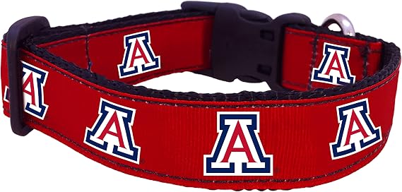 All Star Dogs NCAA Dog Collar - Red, Black - Small, Medium, Large - Licensed Collegiate Product - Sublimated Ribbon & Logo - Nylon, Polyester - Dog Collar - 1 Inch Width