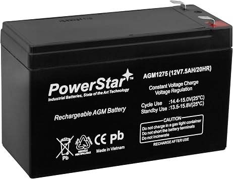 PowerStar SLA Battery for 12V 7.5AH (F2) Verizon Fios (PX12072, GT12080)