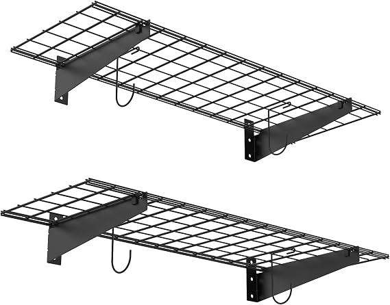 TORACK 2-Pack Garage Wall Shelves, 15" x 45" Wall Mounted Wire Shelves
