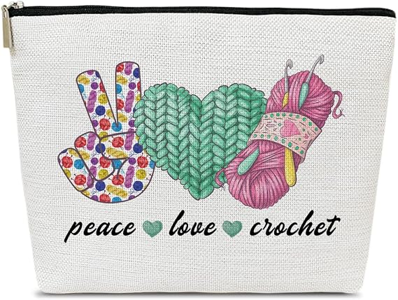 Crochet Gifts for Crocheters, Knitting Makeup Bag for Accessories Organizer | Crocheters Knitters Lovers Gifts, Canvas Zipper Pouch