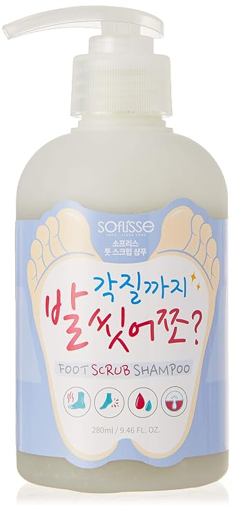 [Soflisse] Foot Scrub Shampoo, Hypoallergenic Exfoliating Foot Wash with Charcoal Powder, 11.83 fl.oz