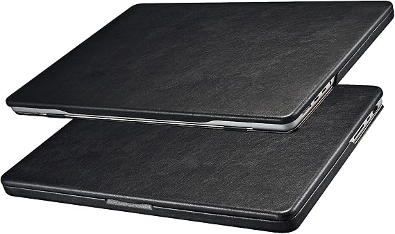 ICARER MacBook Pro 14 Case, Premium Leather Case for 2021-2025 Model M1 M2 M3 M4 Pro/Max A2779 A2442 A 2992 A2918 A3112 A3185 A3401, Touch Bar & Touch ID Compatible for MacBook Pro 14 inch(Black)
