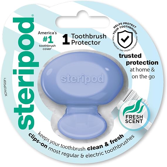 Steripod Clip-On Toothbrush Protector, Keeps Toothbrush Fresh and Clean, Fits Most Manual and Electric Toothbrushes, 1 Count