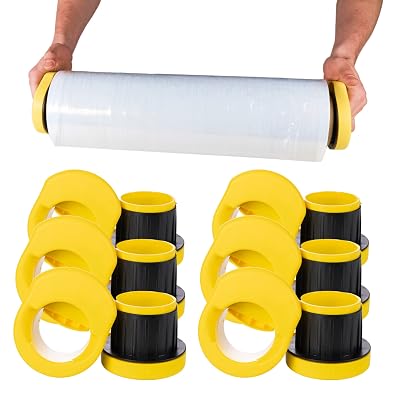 IDL Packaging W-562 Stretch Wrap Dispenser for 3 core Film Rolls - 6 Pairs of Plastic Handles with a Tension Adjusting Button - Durable Plastic Wrap Holder with a Comfortable Grip