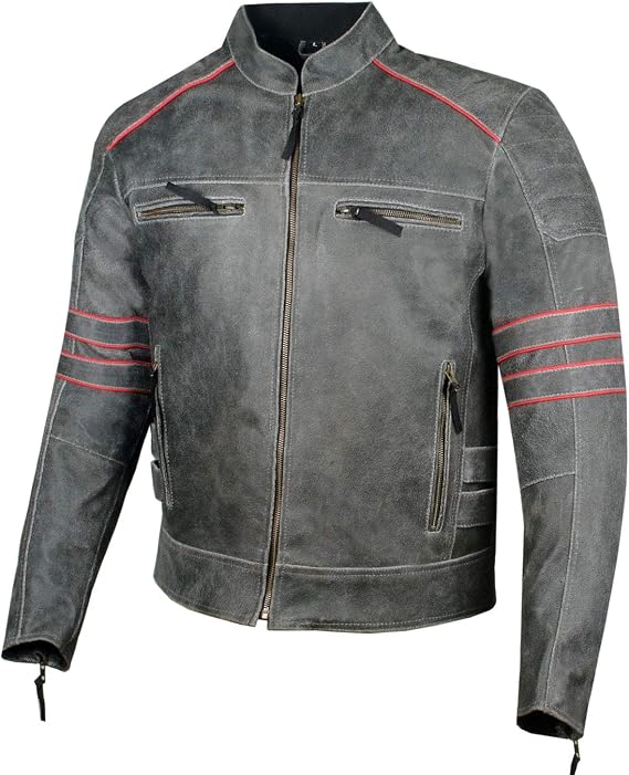 Jackets 4 Bikes BROTHERHOOD Motorcycle Jacket, Distressed Cowhide Premium Leather, CE Armor, Ventilation, Motorbike Racer Black S