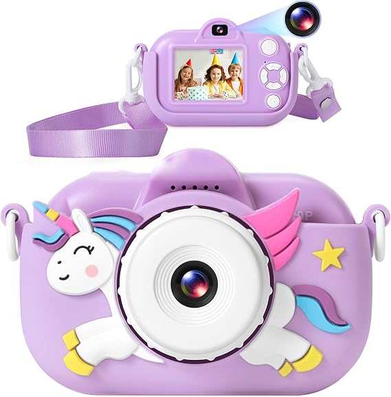 MAVOKIS Kids Camera Digital Camera for Age 3-8, 1080P Toddler Camera for Kid with 32GB SD Card, Toddler Girls Toys Age 6-9, Christmas Birthday Gifts for Children, Eggplant Purple