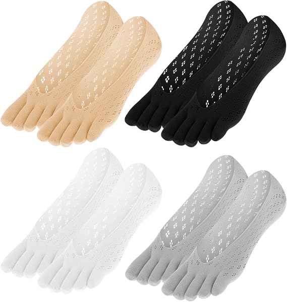 4 Pairs Ortho Toe Compression Socks, Bunion Toe Alignment Relief Socks Toe Sock for Women