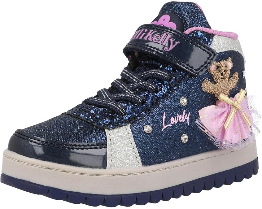 Lelli Kelly Mille Stelle Blue Shoes with Embroidered Teddy Bear and Lights