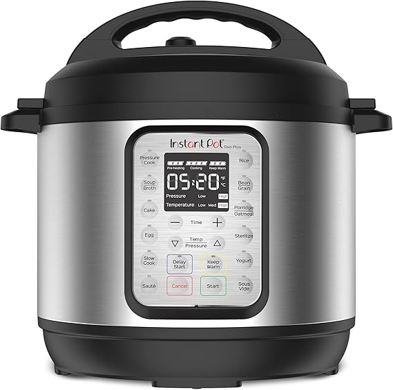 Instant Pot Duo Plus 9-in-1 Multicooker, Pressure Cooker, Slow Cook, Rice Maker, Steamer, Saute, Yogurt, Warmer & Sterilizer, Includes App with Over 800 Recipes, Stainless Steel, 6 Quarts