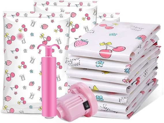 Vacuum Storage Bags, Save 80% on Clothes Storage Space - Vacuum Sealer Bags for Comforters, Blankets, Bedding, Clothing - Compression Seal for Closet Storage. Pump for Travel.
