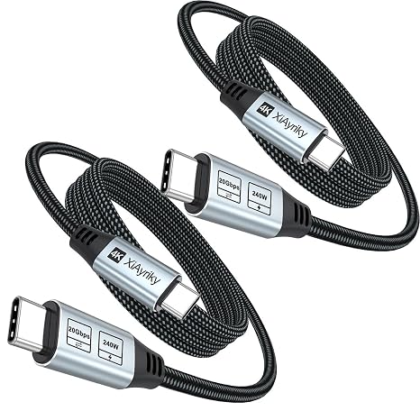 USB C Data Monitor Charing Cable 6FT 2-Pack , 4K, 20Gbps, 240W Charging,