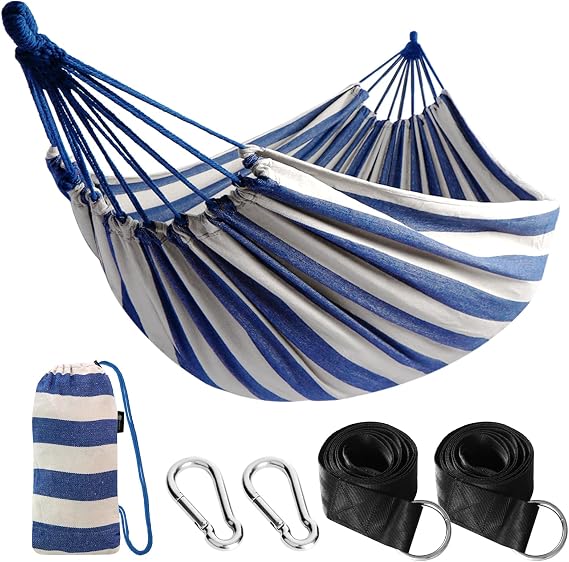 ANYOO Cotton Camping Hammock Portable with Tree Straps Holds 660lbs