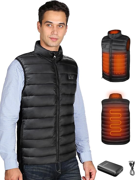 Heated Vest for Men with 5V 10000mAh Battery Pack, Gifts for Men, Rechargeable Men's Heated Vest, Gifts for Him