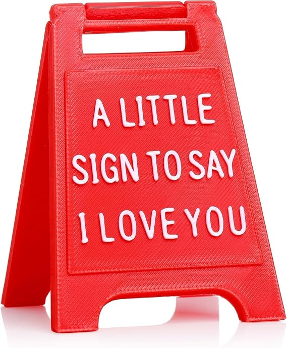 Romantic Mini Desk Sign with I Love You Message Valentines Day & Romantic Anniversaries Gift for Her or Him Cute Freestanding Love Keepsake - Premium Plastic Solid Freestanding Desk Sign