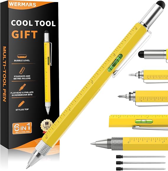 Birthday Gifts for Men - 6 in 1 Multitool Pen,Stocking Stuffers for Adults